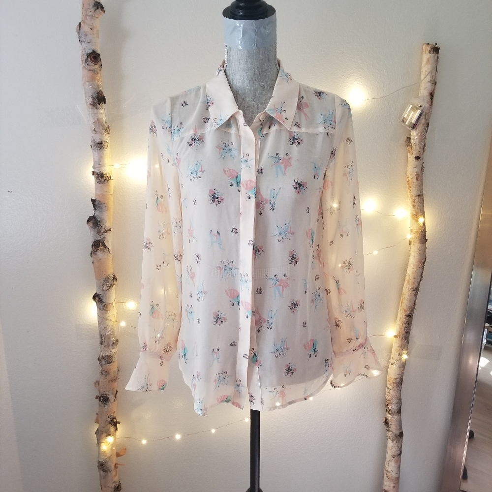 Modcloth Ballet Duet Print Blouse